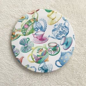 Vintage 1995 Design Imports Italy Melamine Trivet 8″ Colorful Teapot Teacup